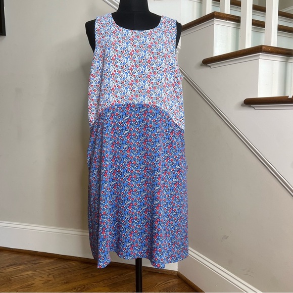 Tommy Hilfiger Floral Tank Dress Red White Blue Size Medium - Picture 1 of 9